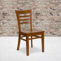 Flash Furniture Hercules Series Cherry Finished Ladder Back Wooden Restaurant Chair XU-DGW0005LAD-CHY-GG